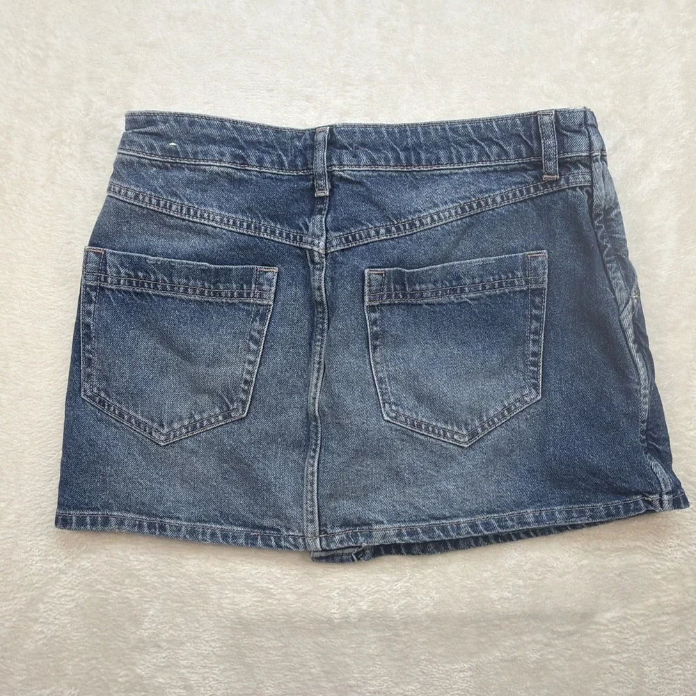 Free People We The Free Denim Mini Skirt‎ Women's 29 Button Front Y2K Boho